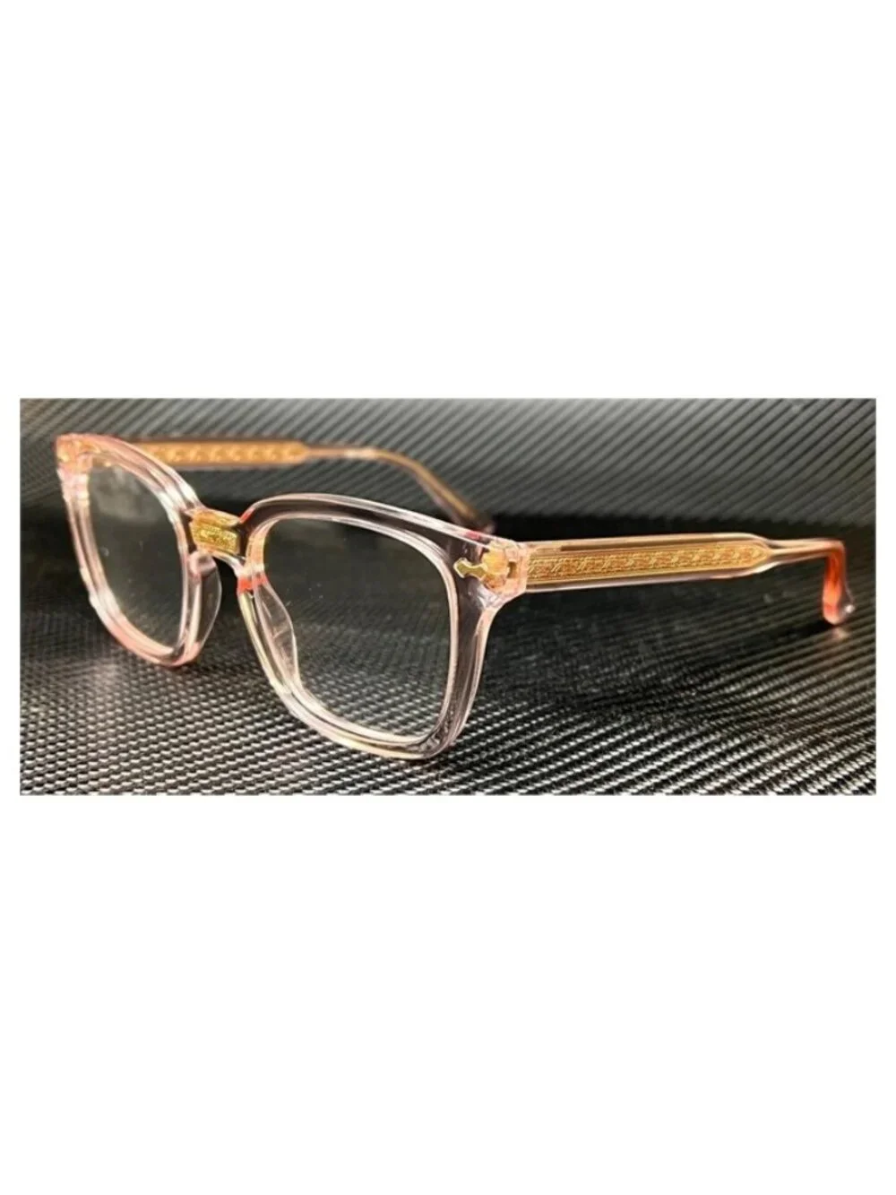 New Gucci Men Pink Transparent Eyeglasses 50-21-145
